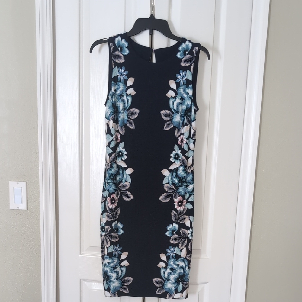 BHBM Revesible Navy/Floral Sleeveless Stretchy Dress. 2 Outfits In One